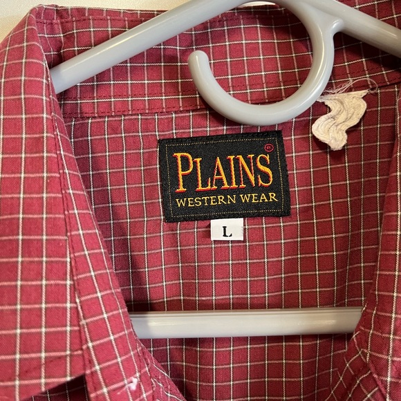PLAINS brand red button up pearl snap short sleeve shirt - Picture 3 of 4
